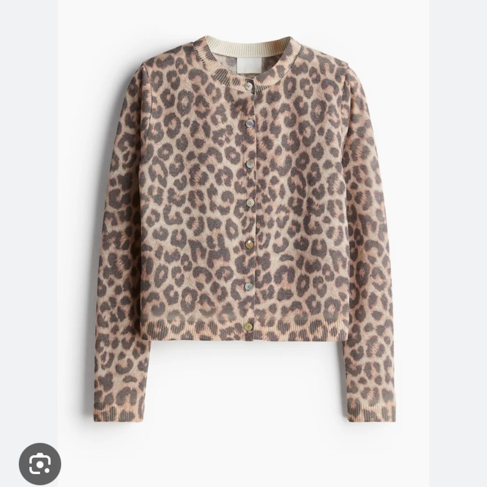 H&M Leopard Print Cardigan in Brown and Tan